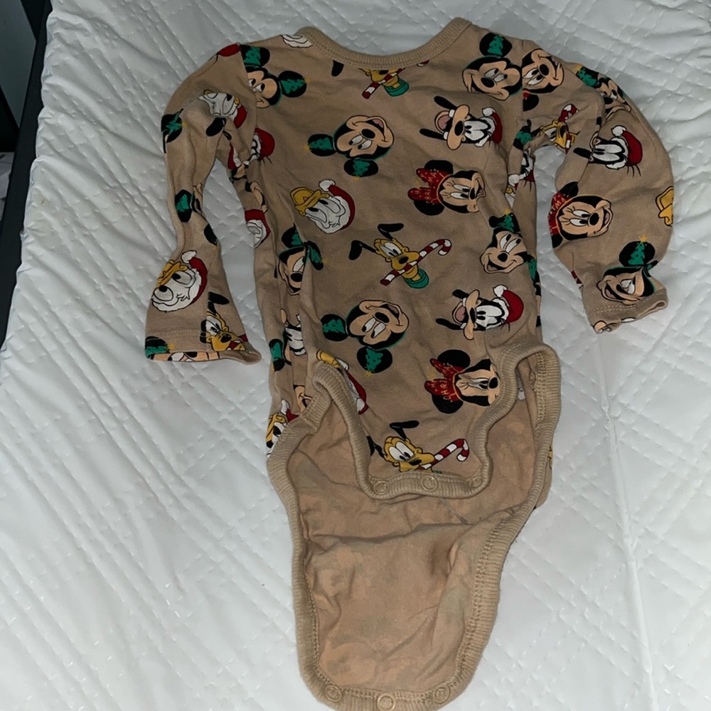 Mickey and friends holiday long sleeve onesie